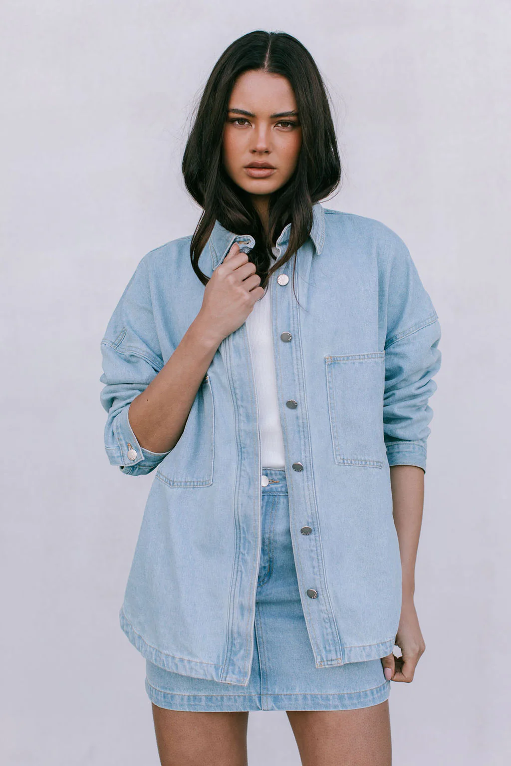 Erin Mini Denim Skirt Light Blue Wash - Image 10