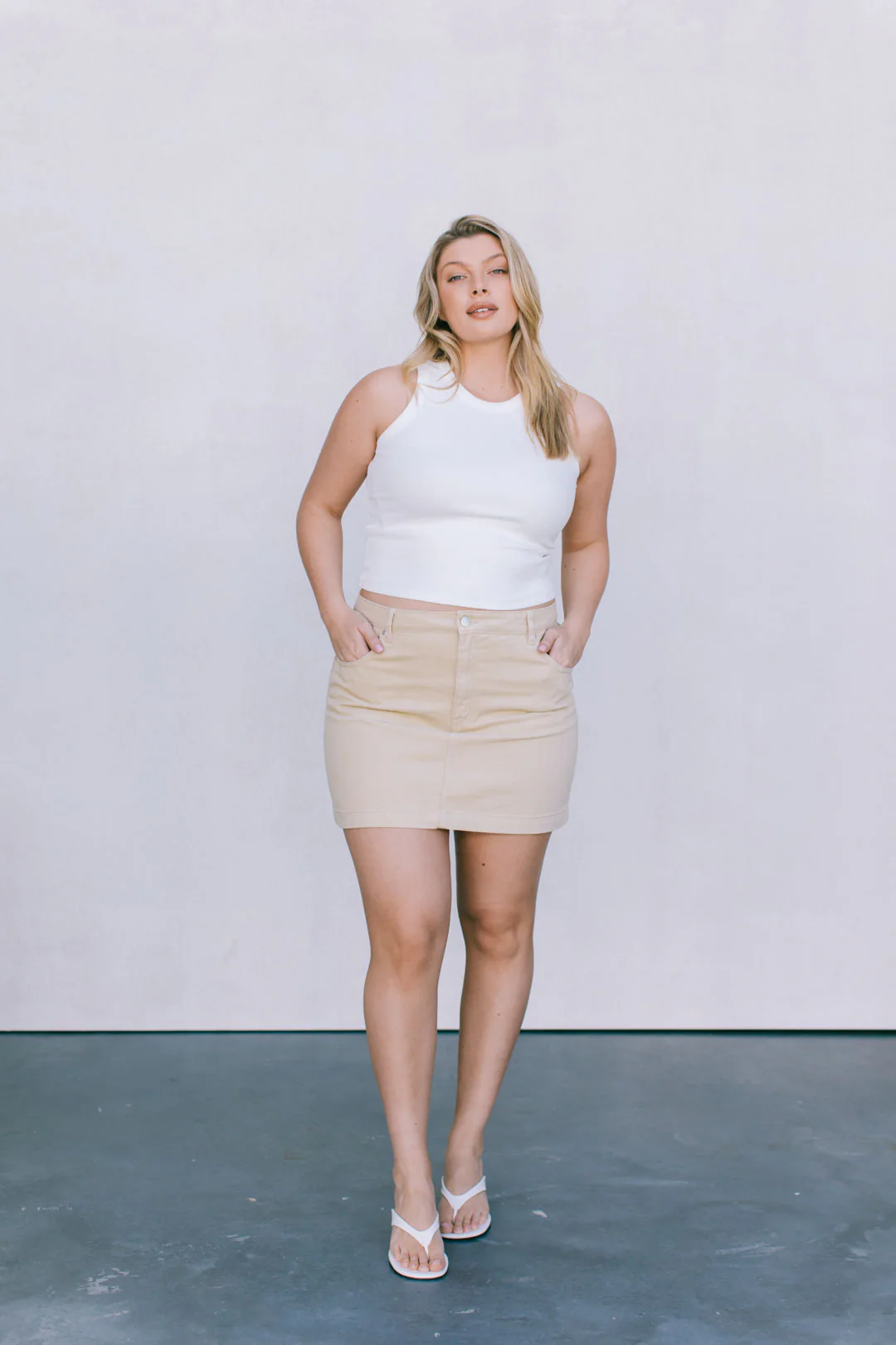 Erin Mini Denim Skirt Sand - Image 16