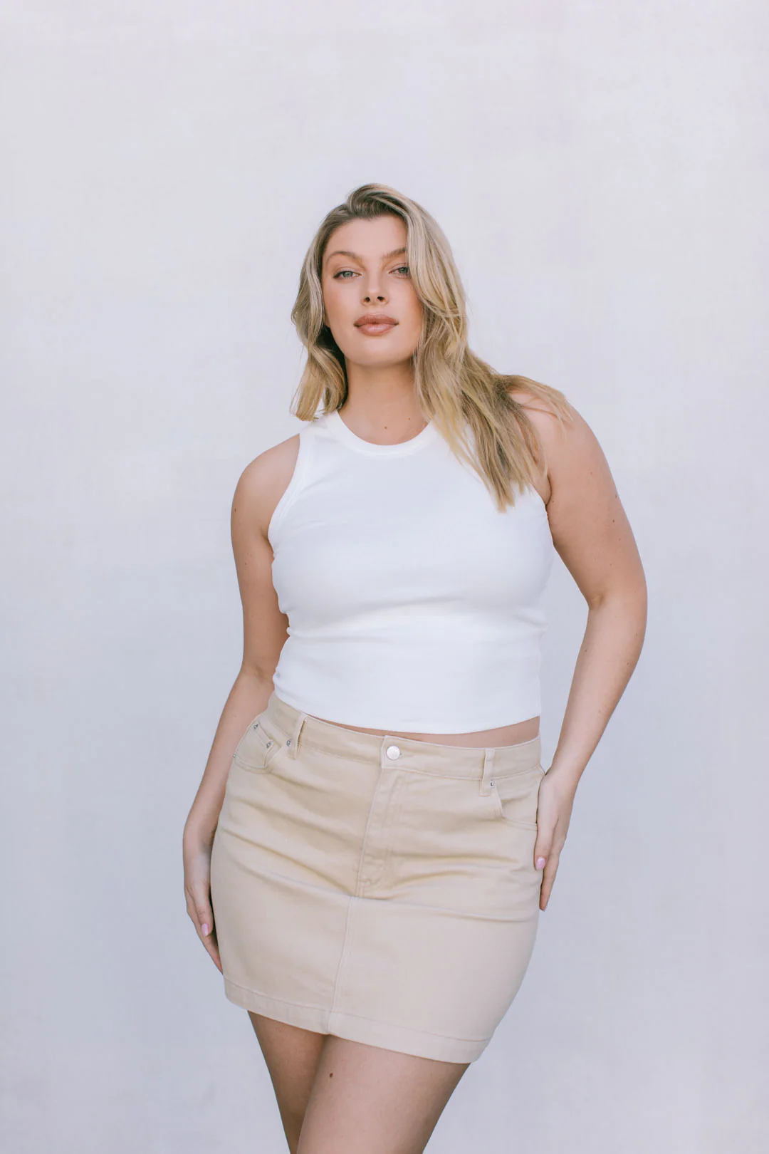Erin Mini Denim Skirt Sand - Image 6