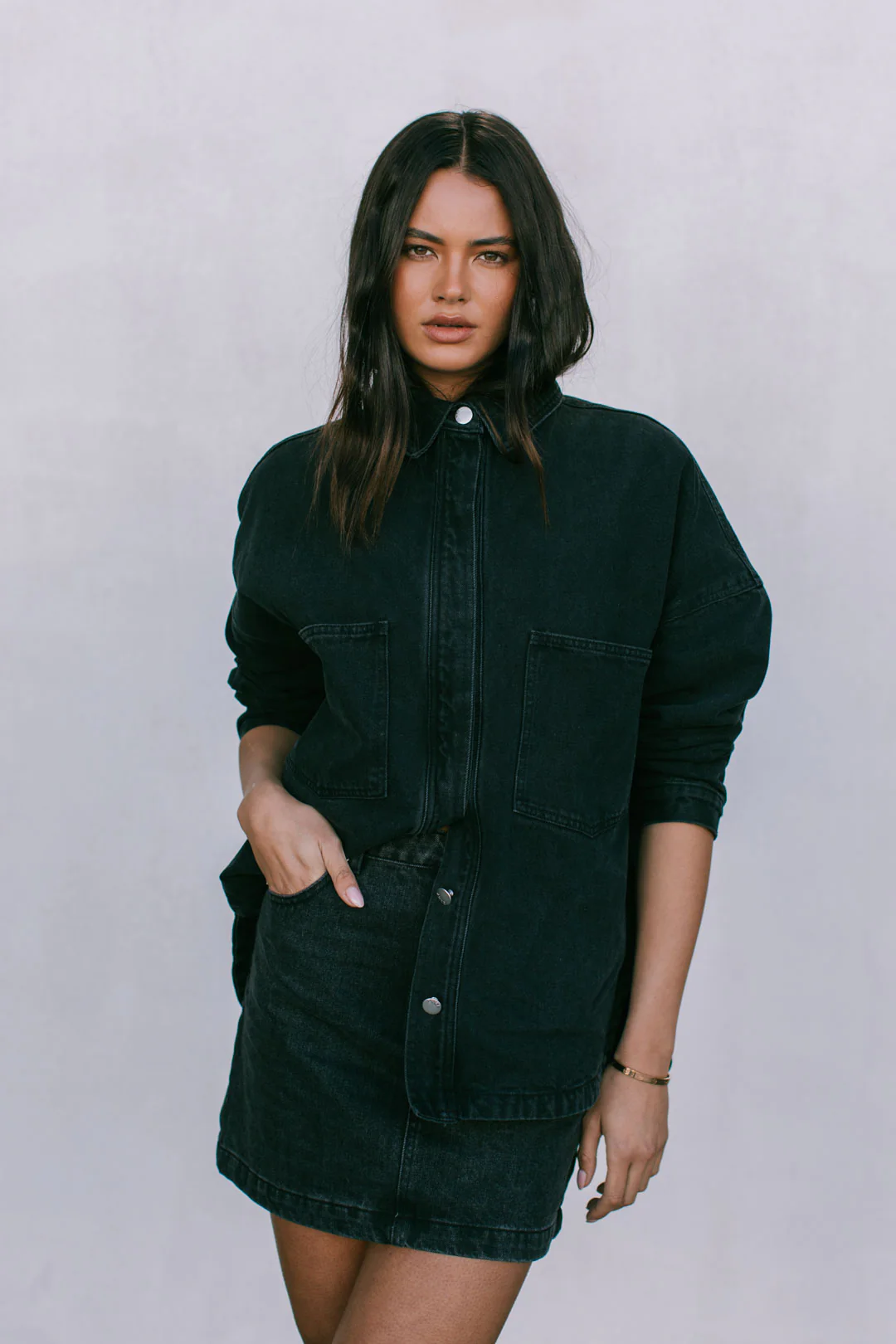 Erin Mini Denim Skirt Washed Black - Image 13