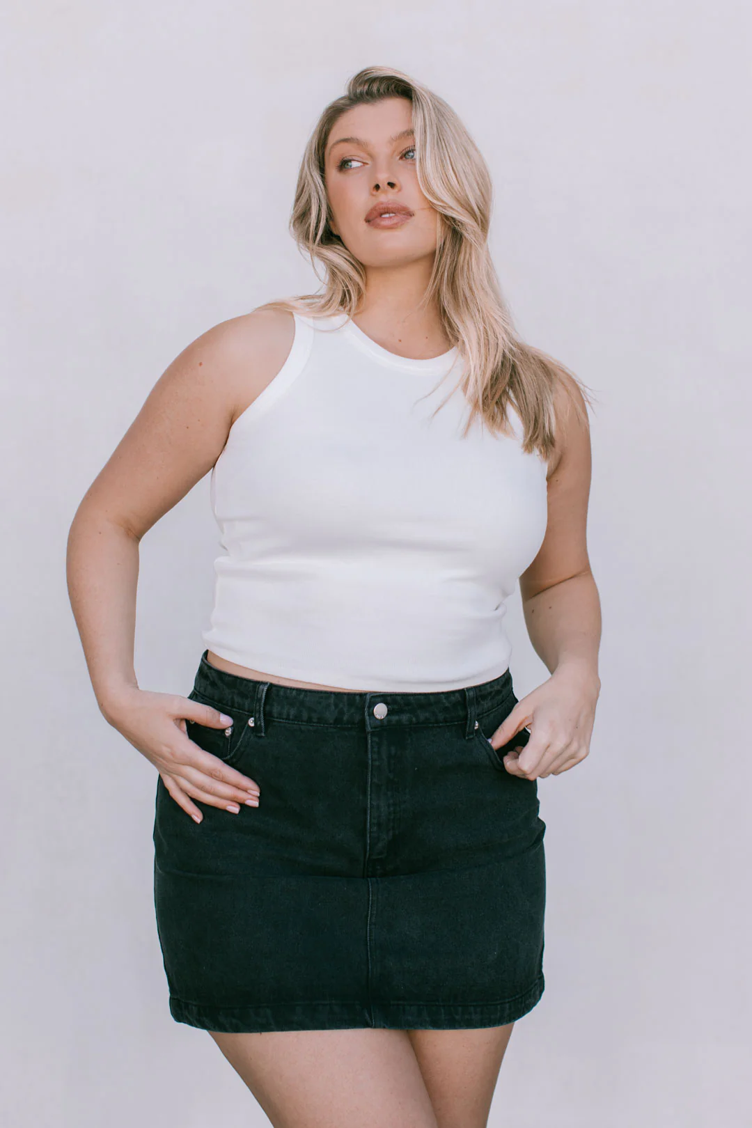 Erin Mini Denim Skirt Washed Black - Image 14