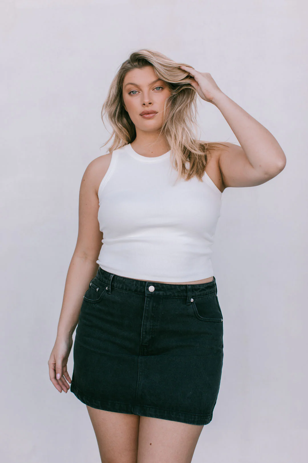Erin Mini Denim Skirt Washed Black - Image 19