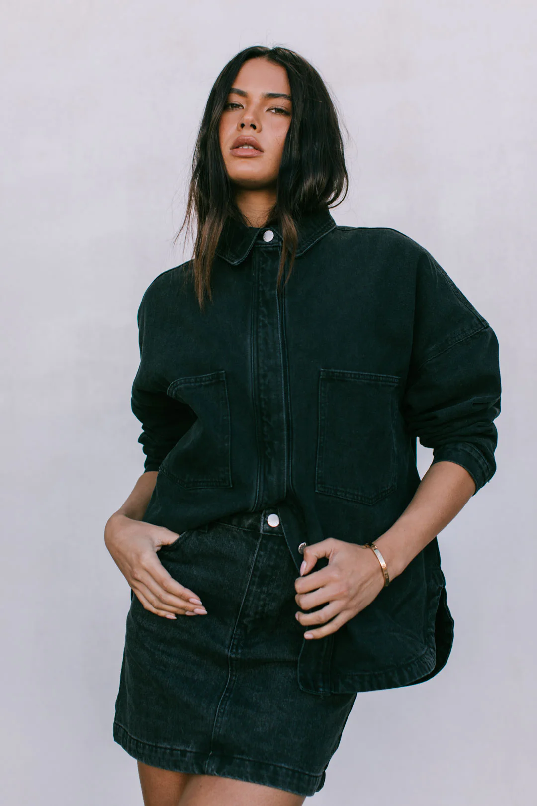 Erin Mini Denim Skirt Washed Black - Image 25