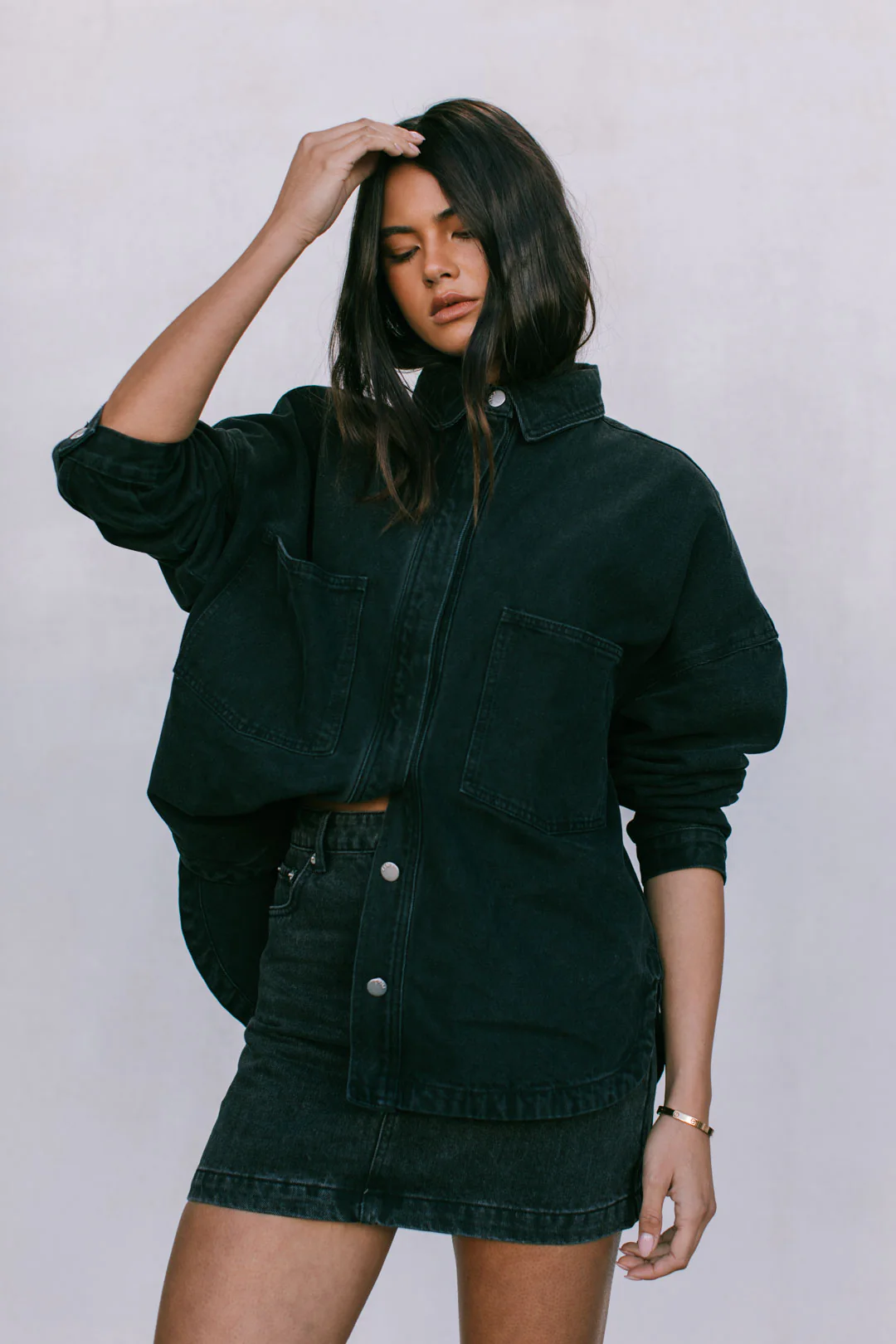 Erin Mini Denim Skirt Washed Black - Image 4