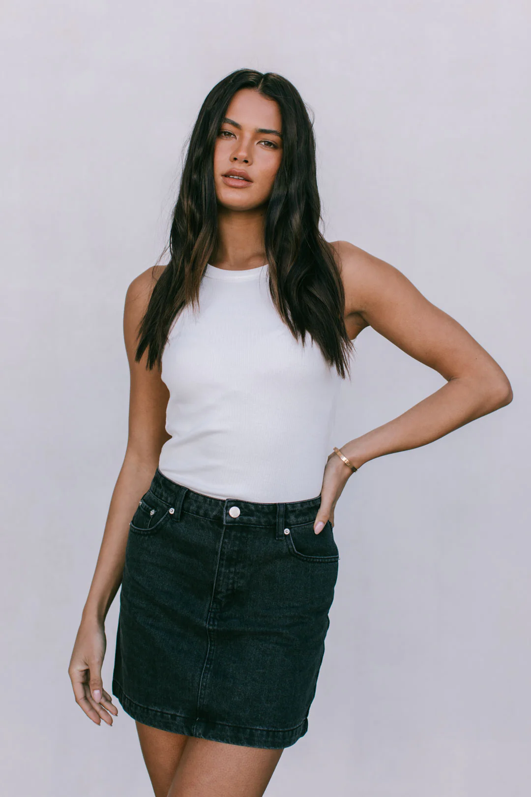Erin Mini Denim Skirt Washed Black - Image 8