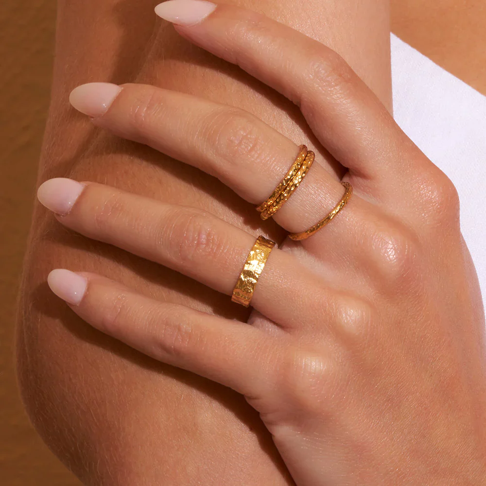 Eros Medium Textured Ring Gold - Image 3