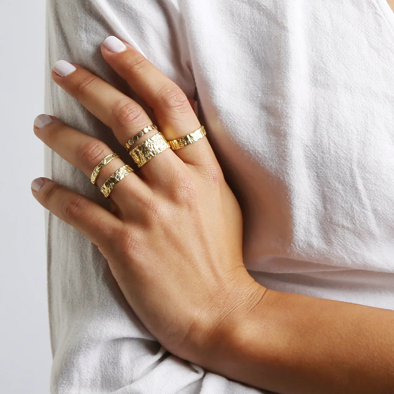 Eros Medium Textured Ring Gold - Image 5
