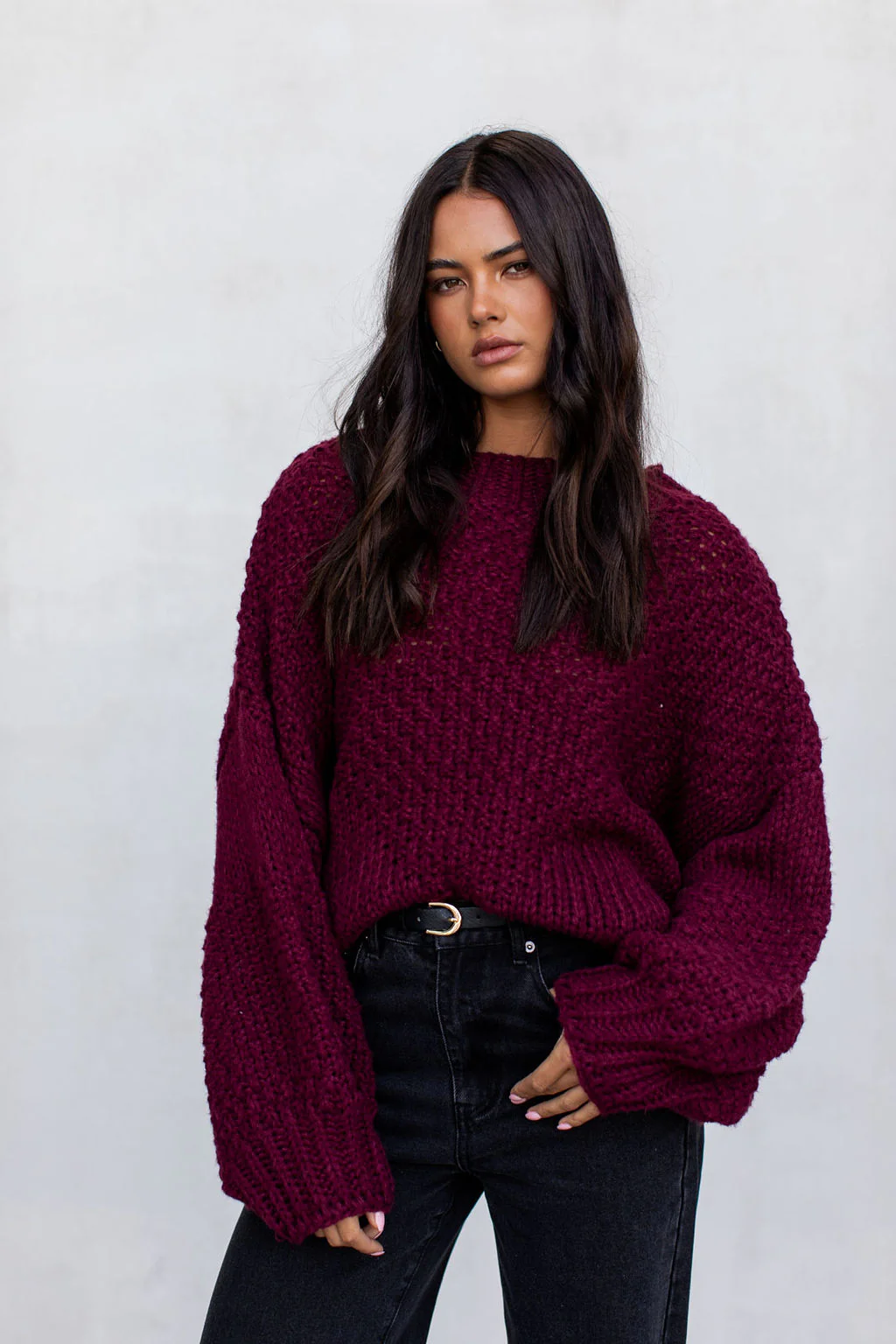 Falla Knit Jumper Burgundy