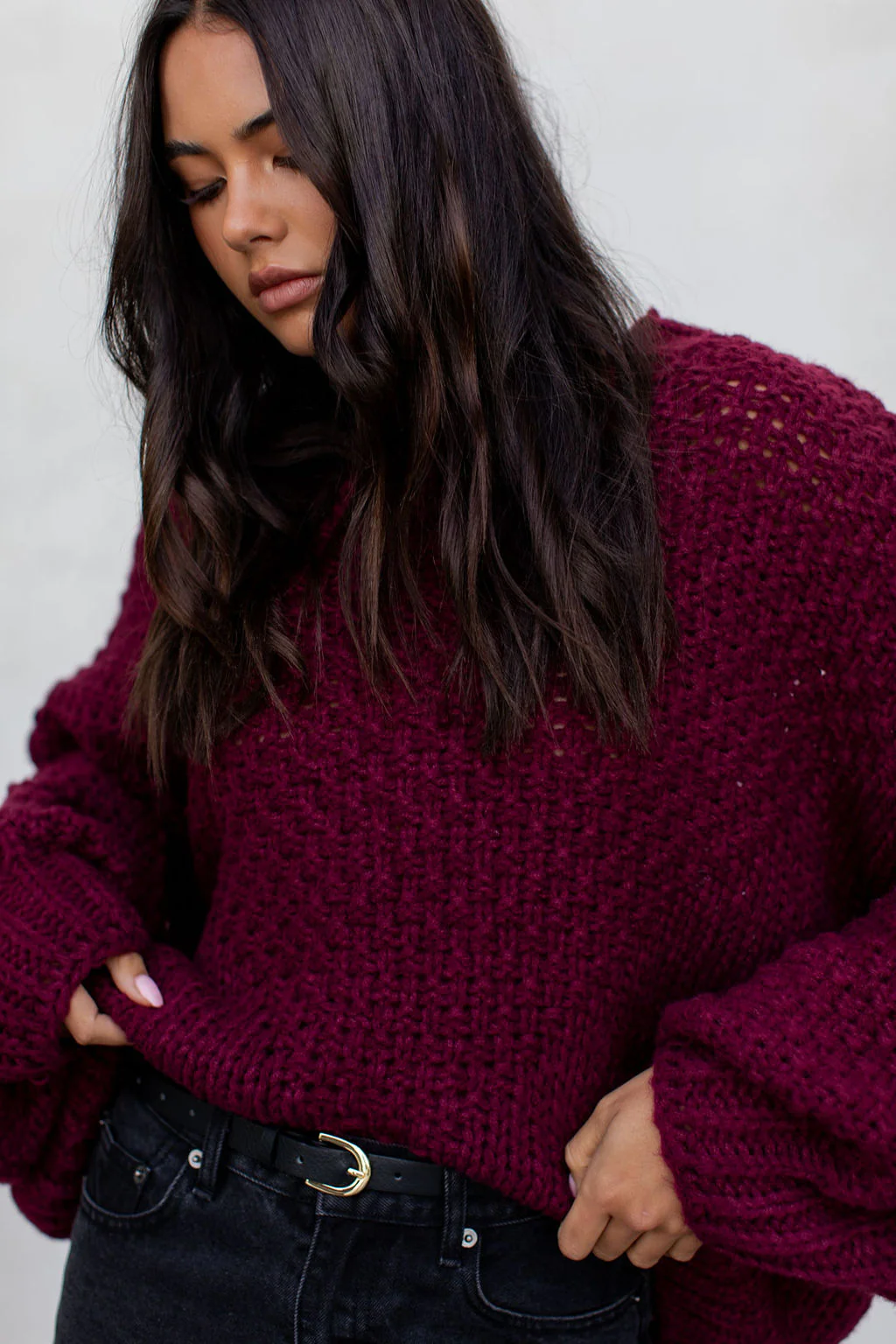 Falla Knit Jumper Burgundy - Image 5
