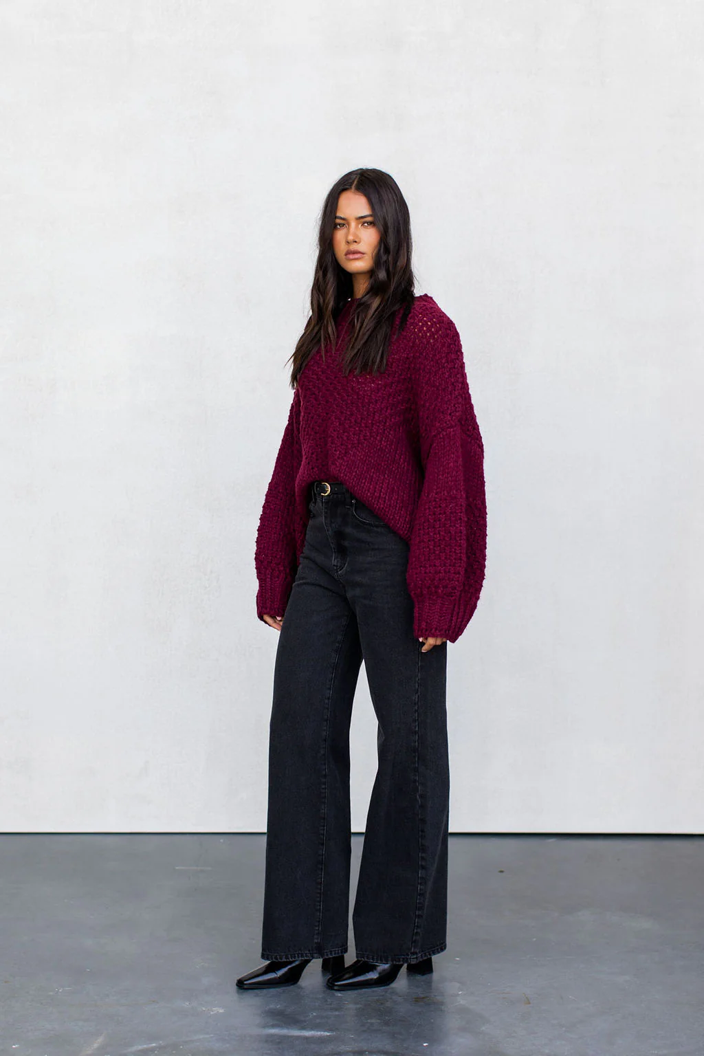 Falla Knit Jumper Burgundy - Image 6
