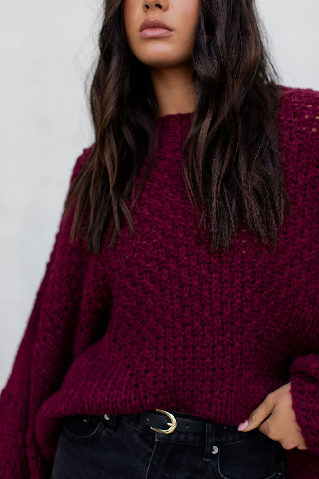 Falla Knit Jumper Burgundy - Image 8