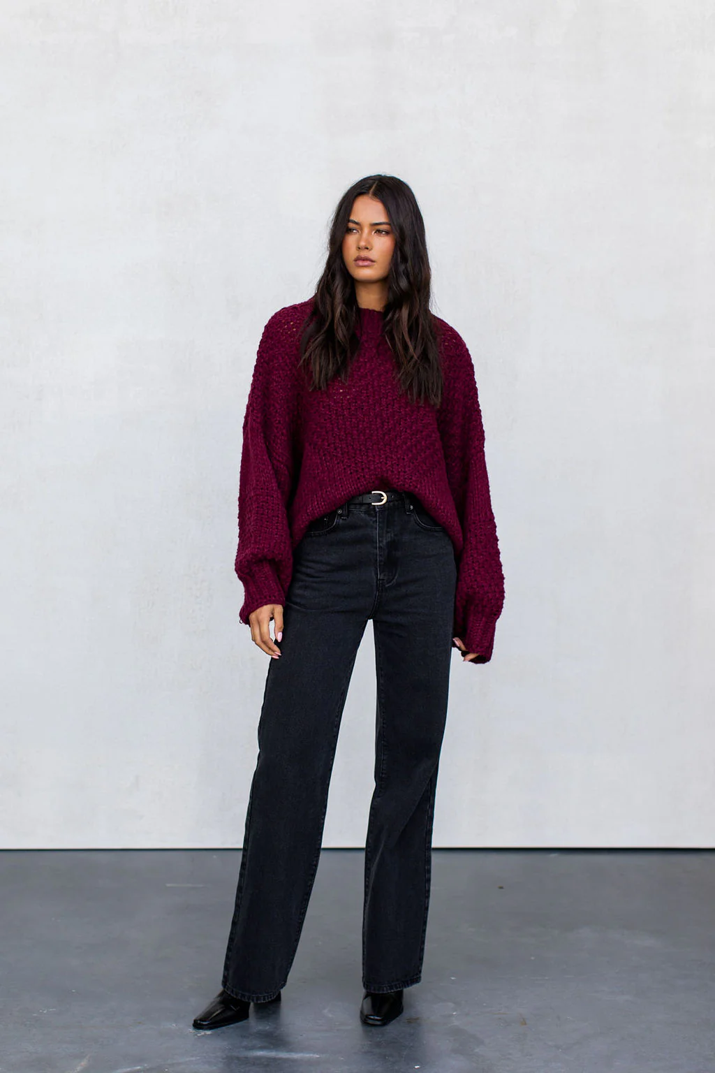 Falla Knit Jumper Burgundy - Image 9