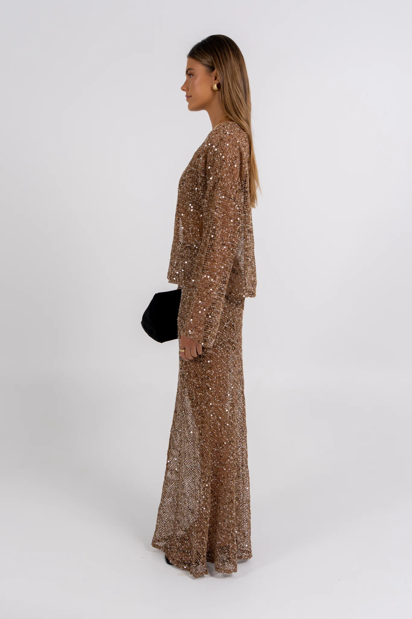 Giada Sequin Maxi Skirt Mocha - Image 10