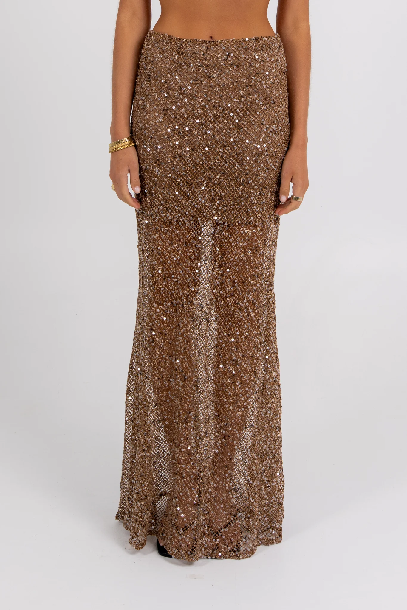 Giada Sequin Maxi Skirt Mocha - Image 2