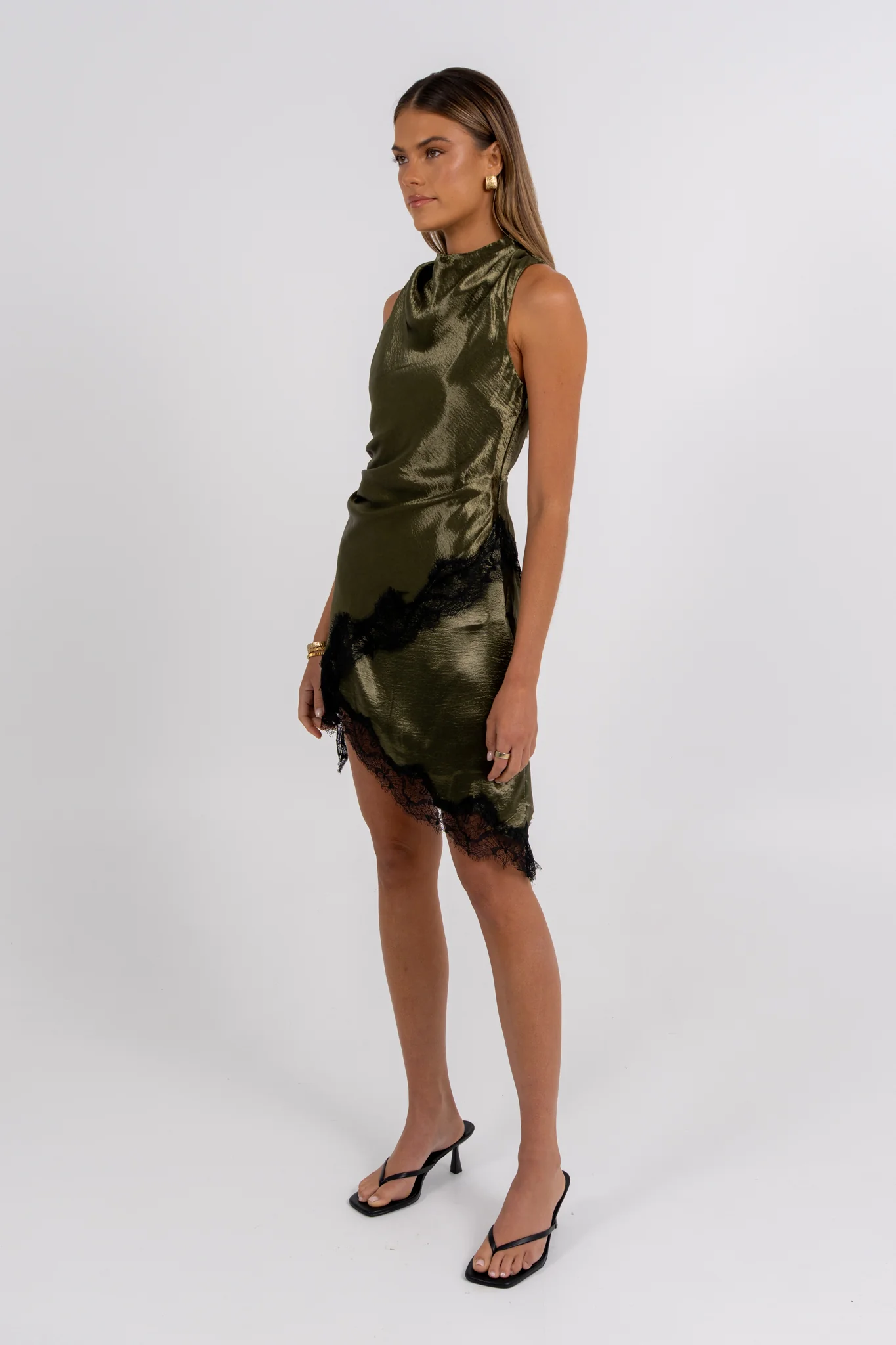 Goldie Mini Dress Khaki - Image 3