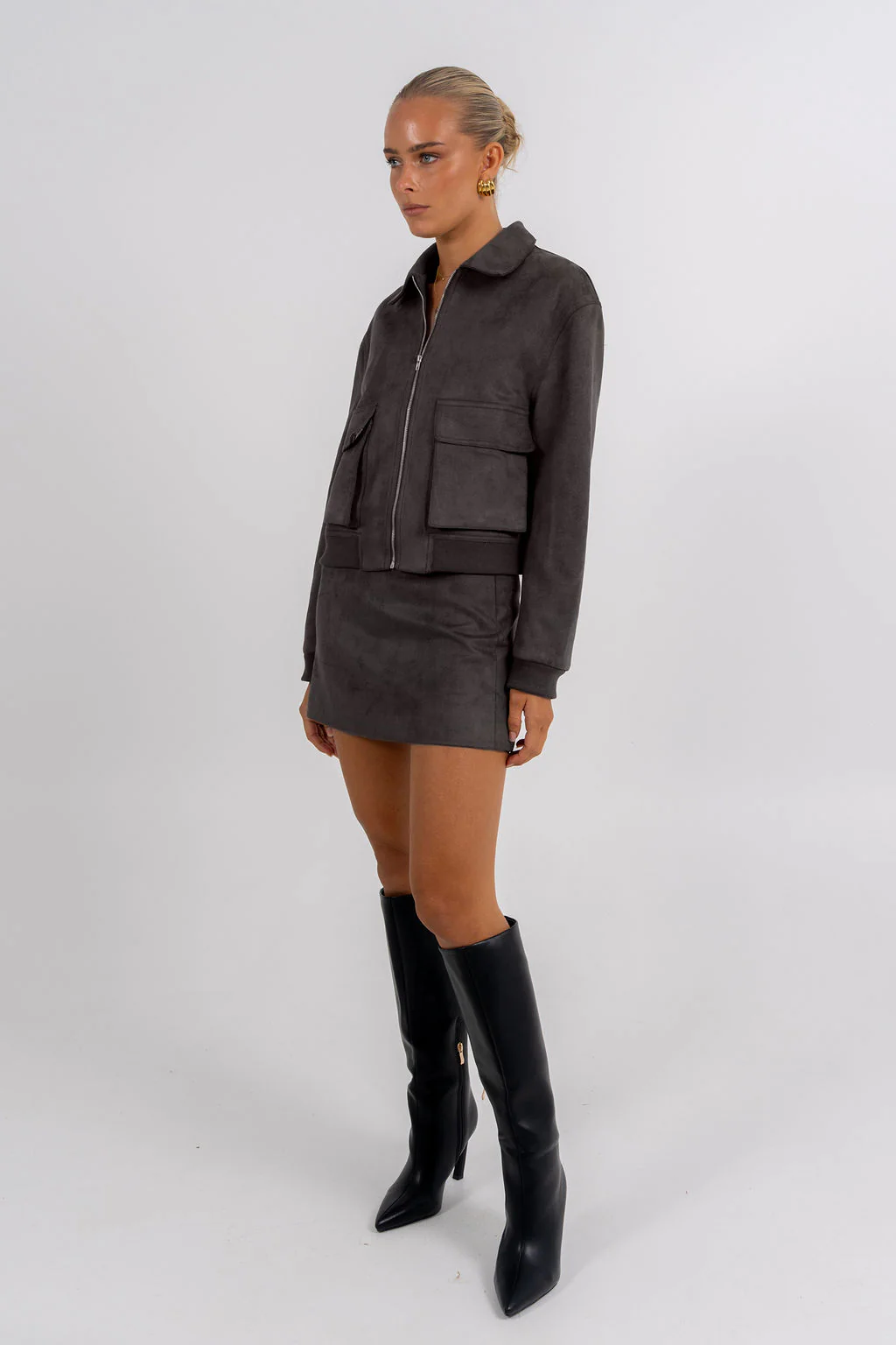 PRE ORDER Gracelyn Bomber Jacket Charcoal - Image 6