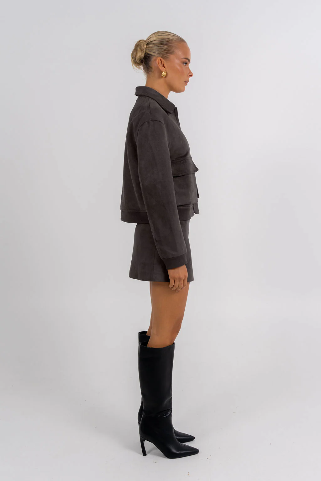 PRE ORDER Gracelyn Bomber Jacket Charcoal - Image 7