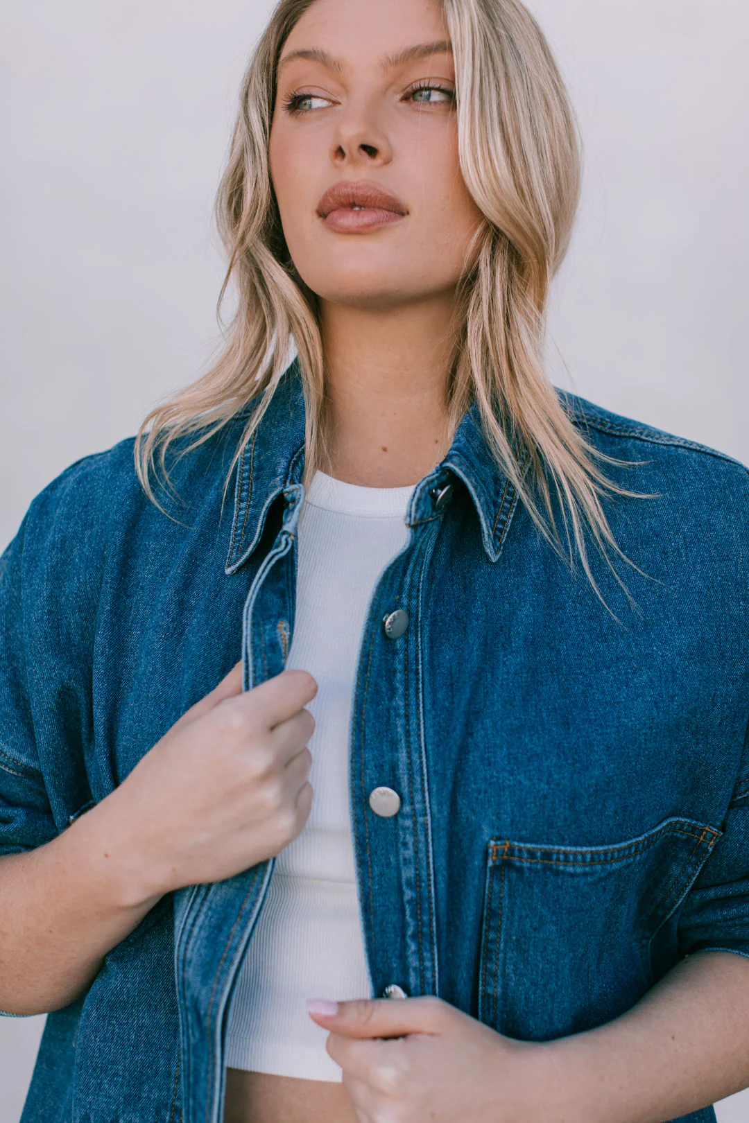 Ilou Denim Shirt Dark Blue Wash - Image 9