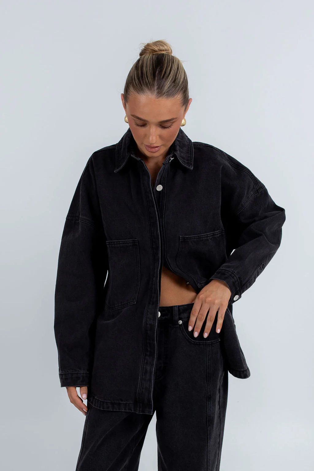 Ilou Denim Shirt Washed Black - Image 10