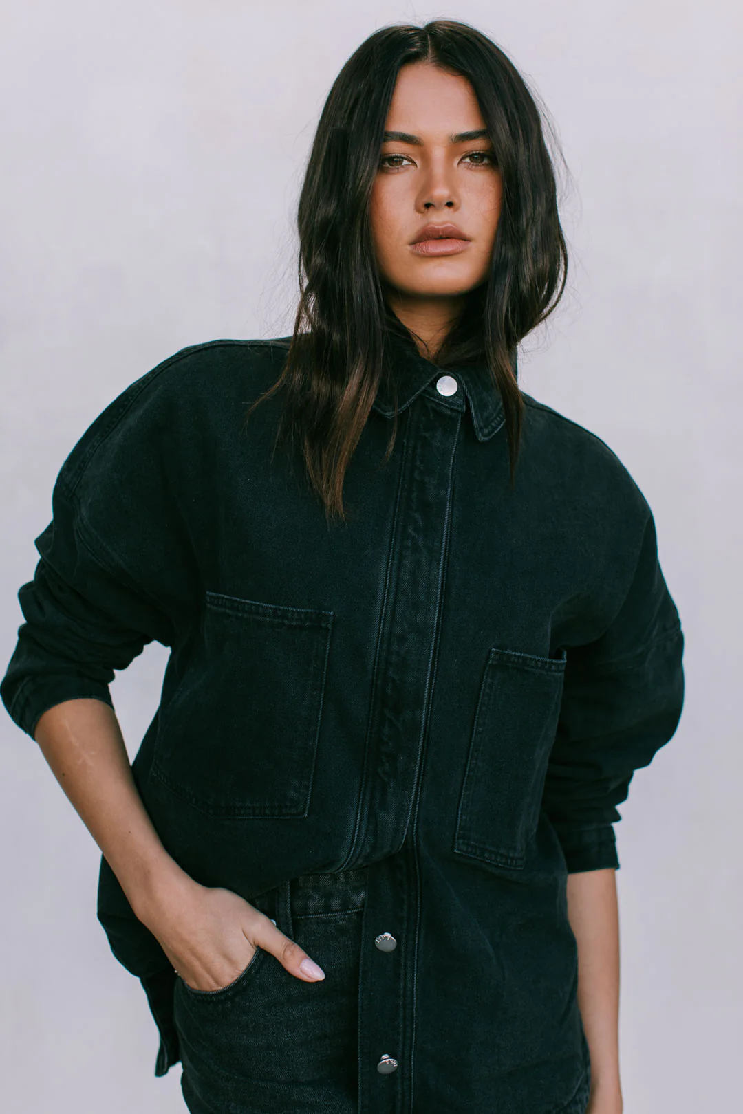Ilou Denim Shirt Washed Black - Image 16