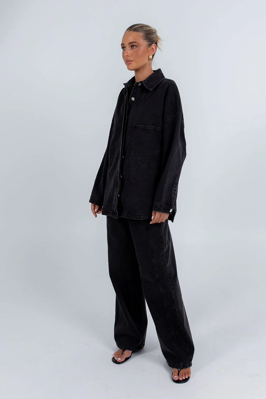 Ilou Denim Shirt Washed Black - Image 9