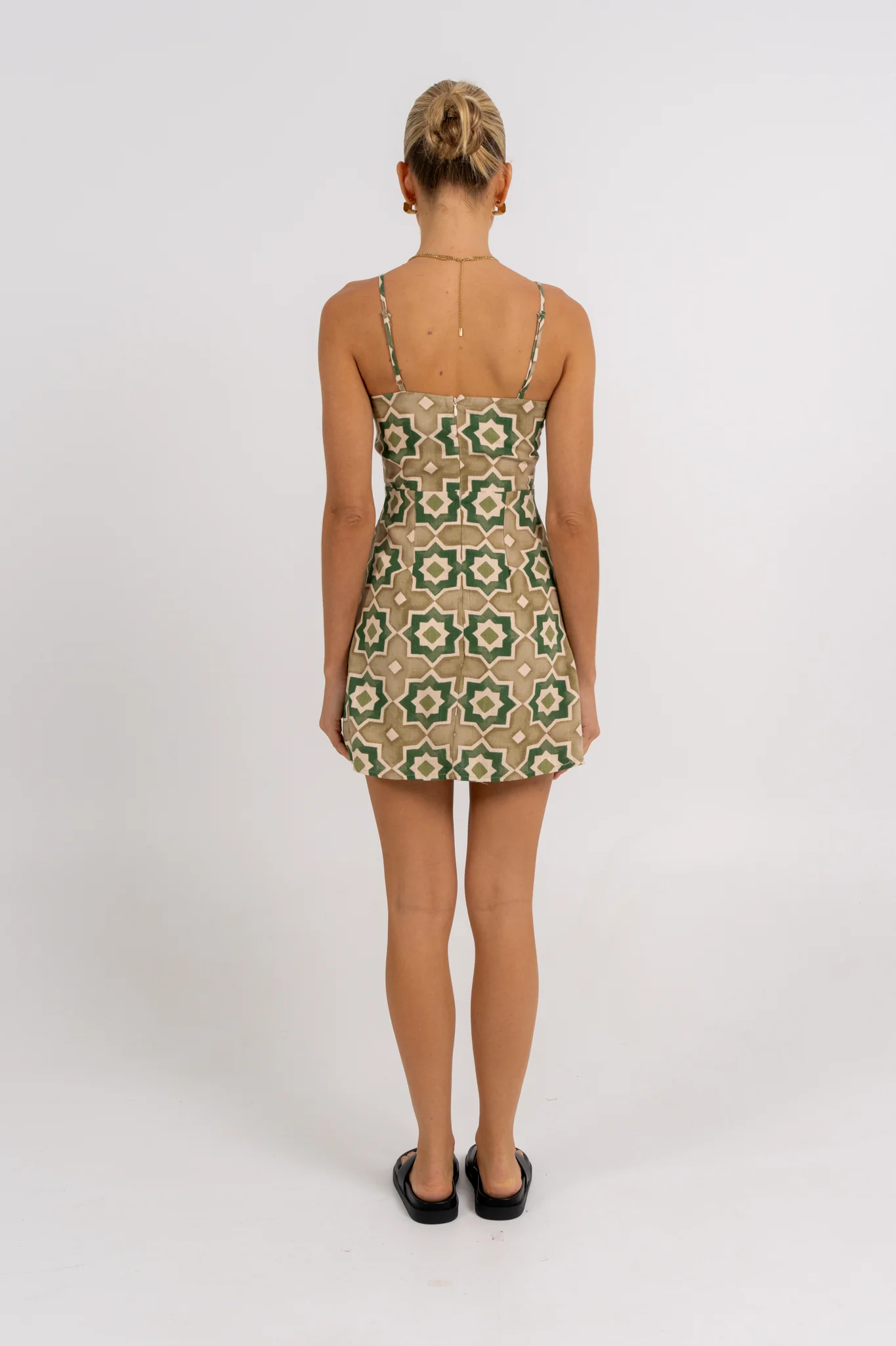 Isola Mini Dress Khaki Tile - Image 4