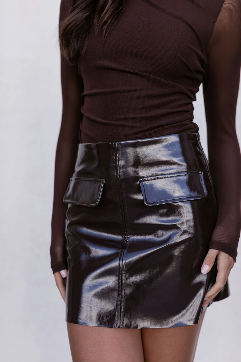 Issy Mini Skirt Deep Brown - Image 2