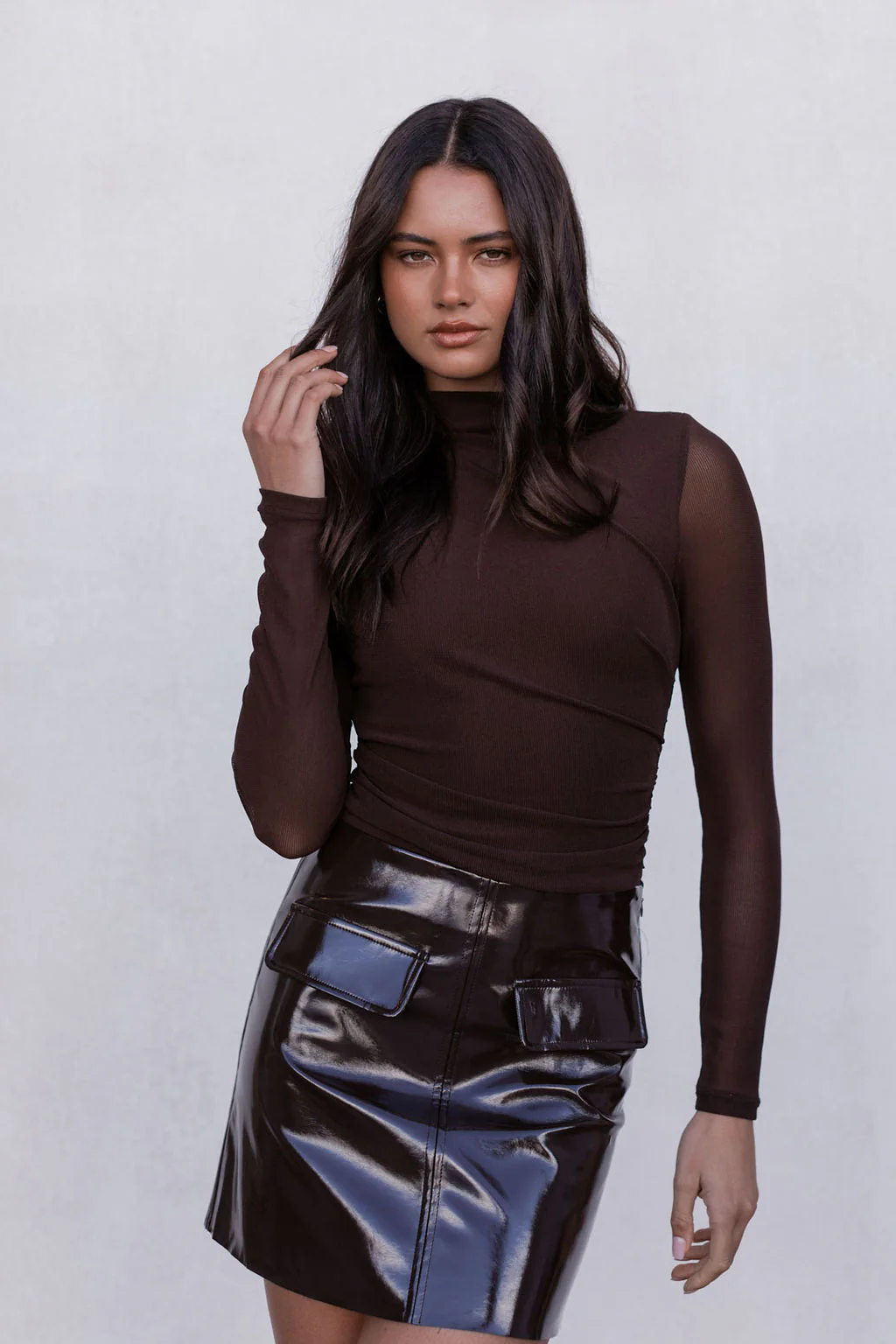 Issy Mini Skirt Deep Brown - Image 6