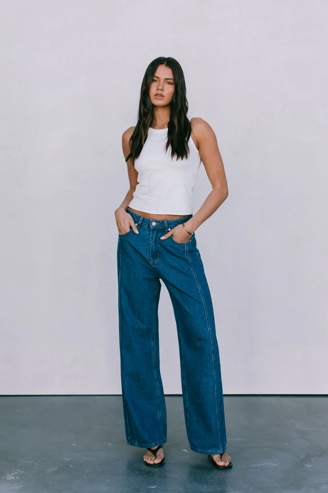 Janey Baggy Leg Jeans Dark Blue Wash - Image 13
