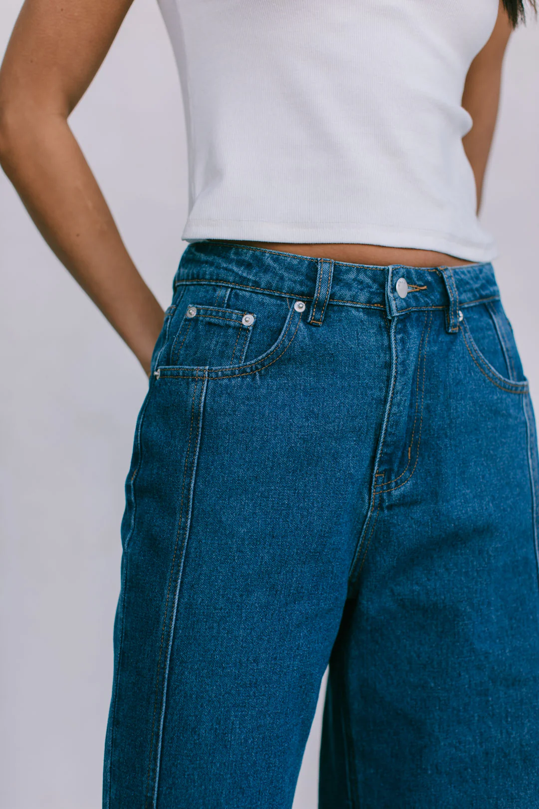Janey Baggy Leg Jeans Dark Blue Wash - Image 15