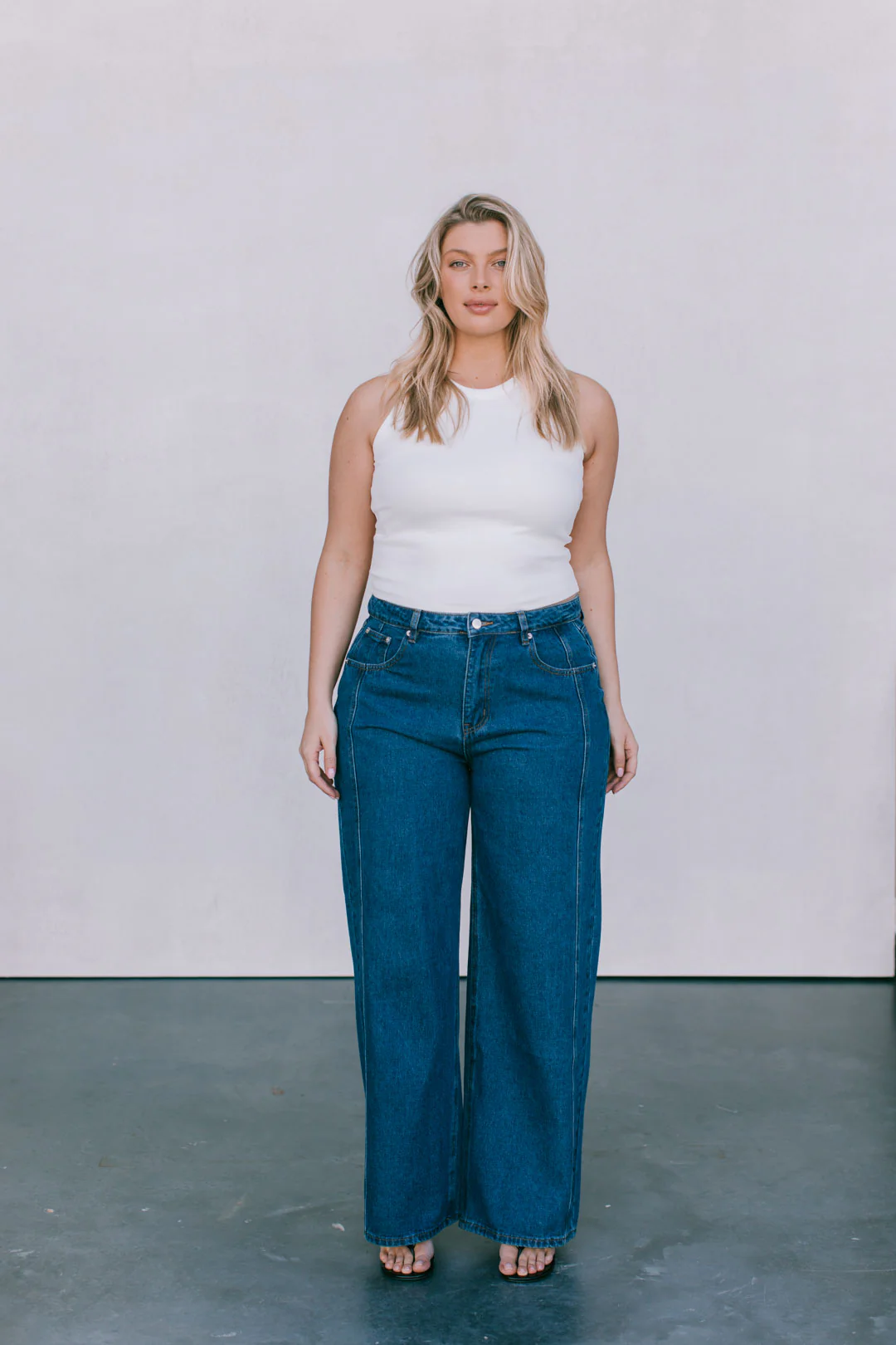 Janey Baggy Leg Jeans Dark Blue Wash - Image 17