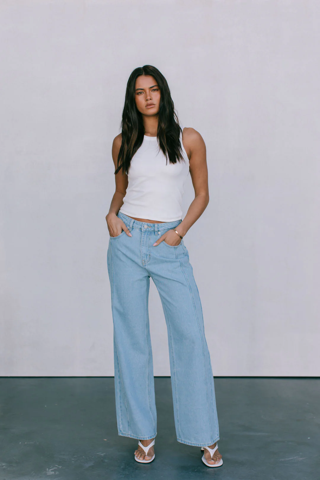 Janey Baggy Leg Jeans Light Blue Wash - Image 47