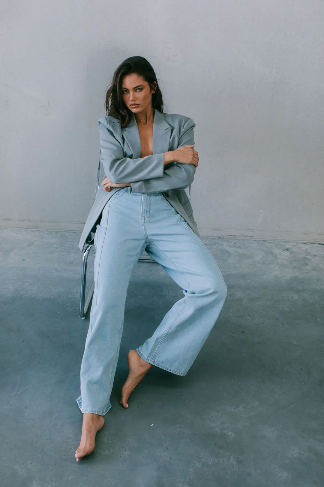 Janey Baggy Leg Jeans Light Blue Wash - Image 76