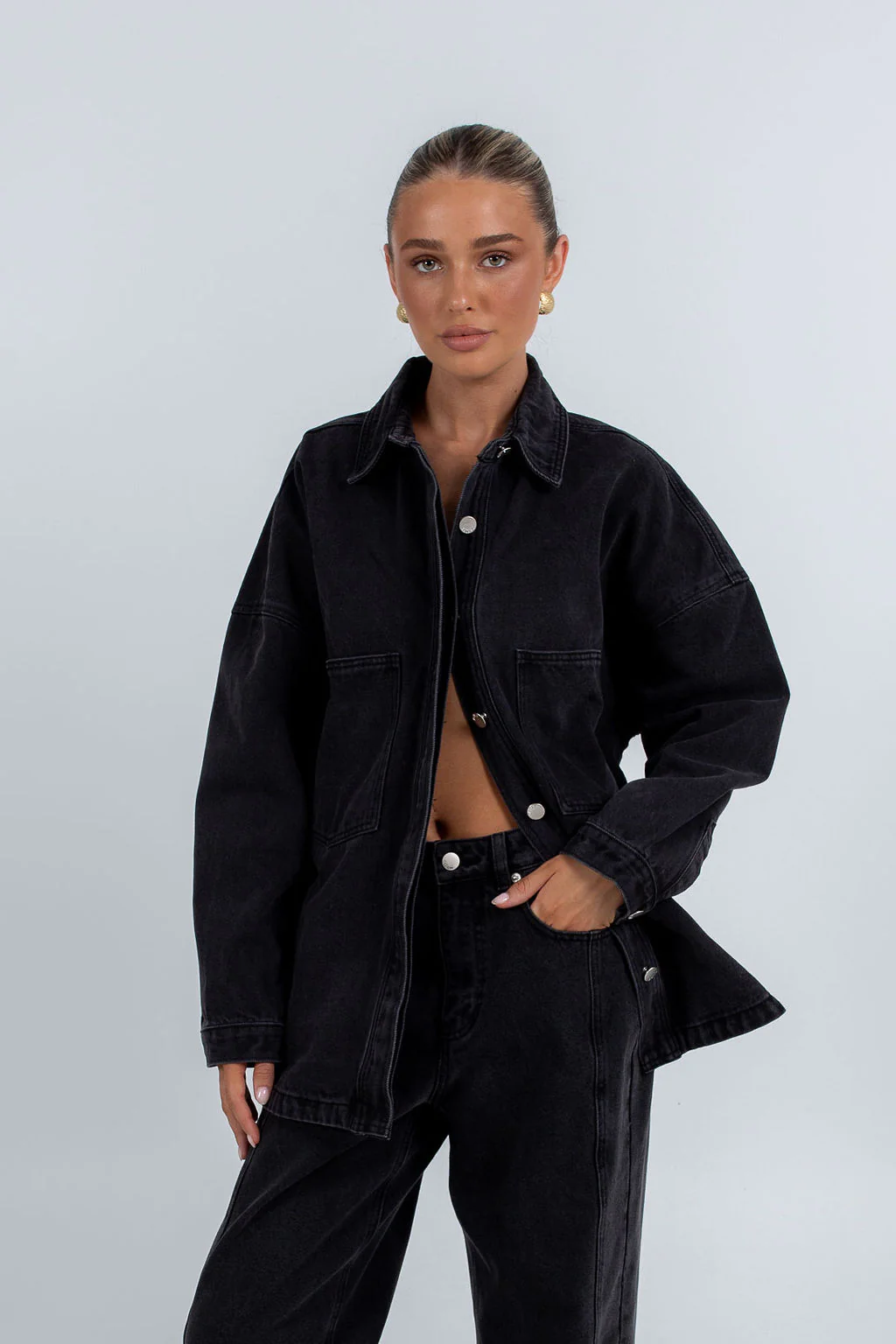 Janey Baggy Leg Jeans Washed Black - Image 12