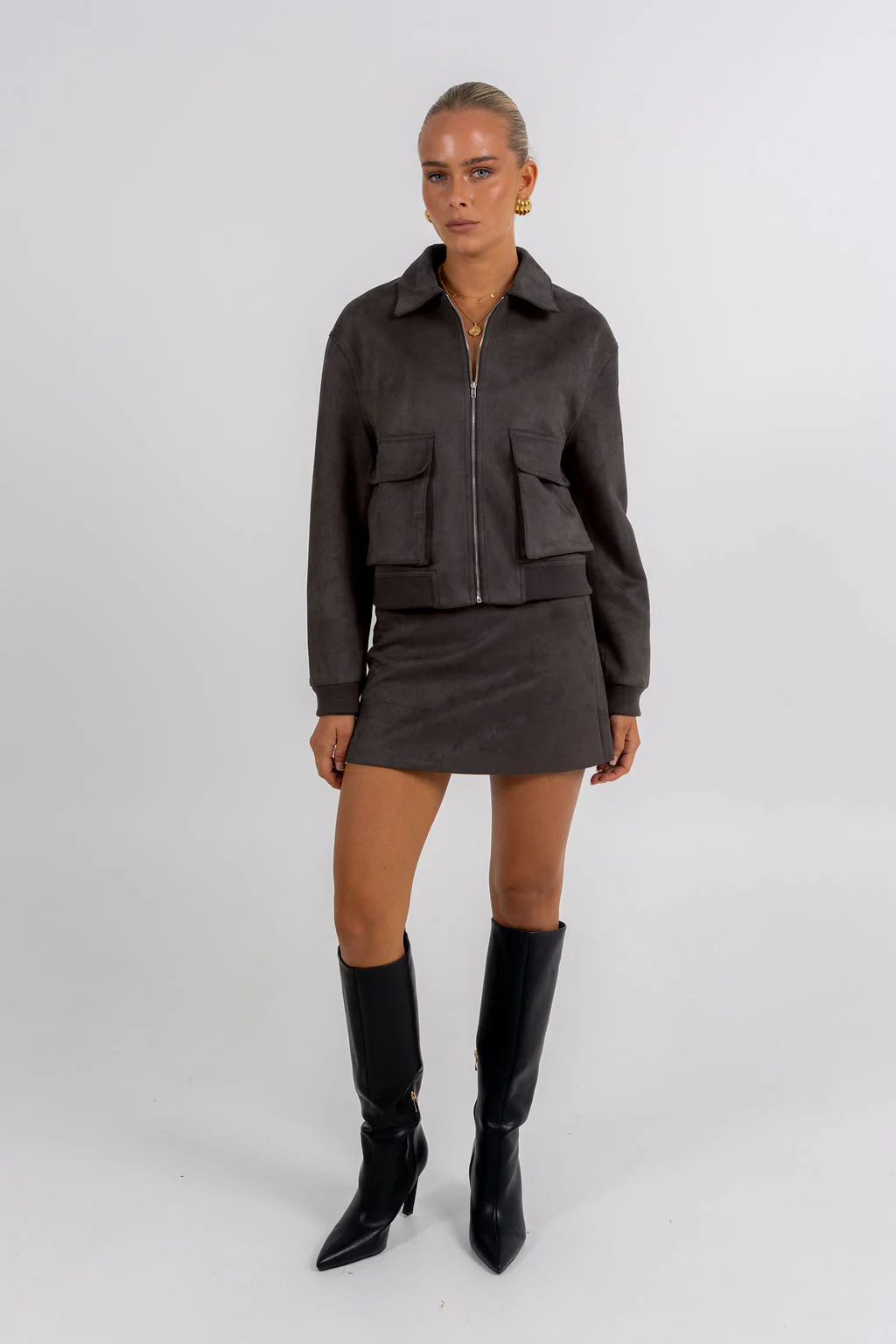 PRE ORDER Jetta Mini Skirt Charcoal - Image 7