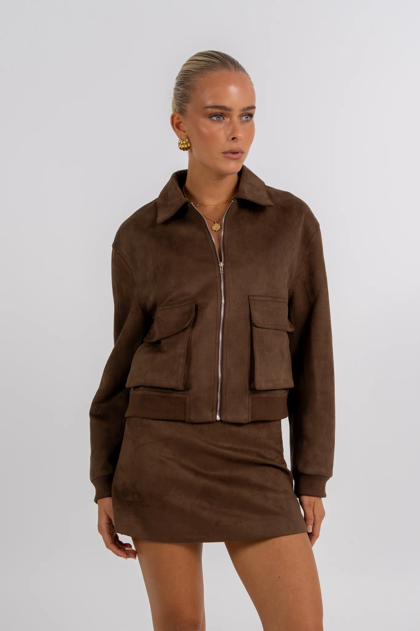 Gracelyn Bomber Jacket Chocolate - Image 4