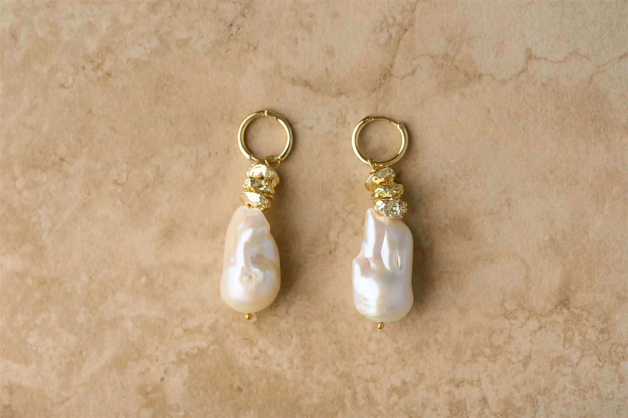 Jewel Earrings Gold Pearl
