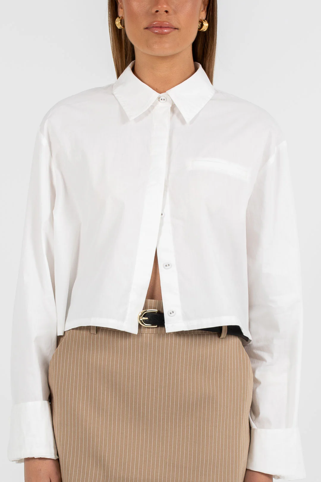 Jolie Mini Skirt Beige Pinstripe - Image 12