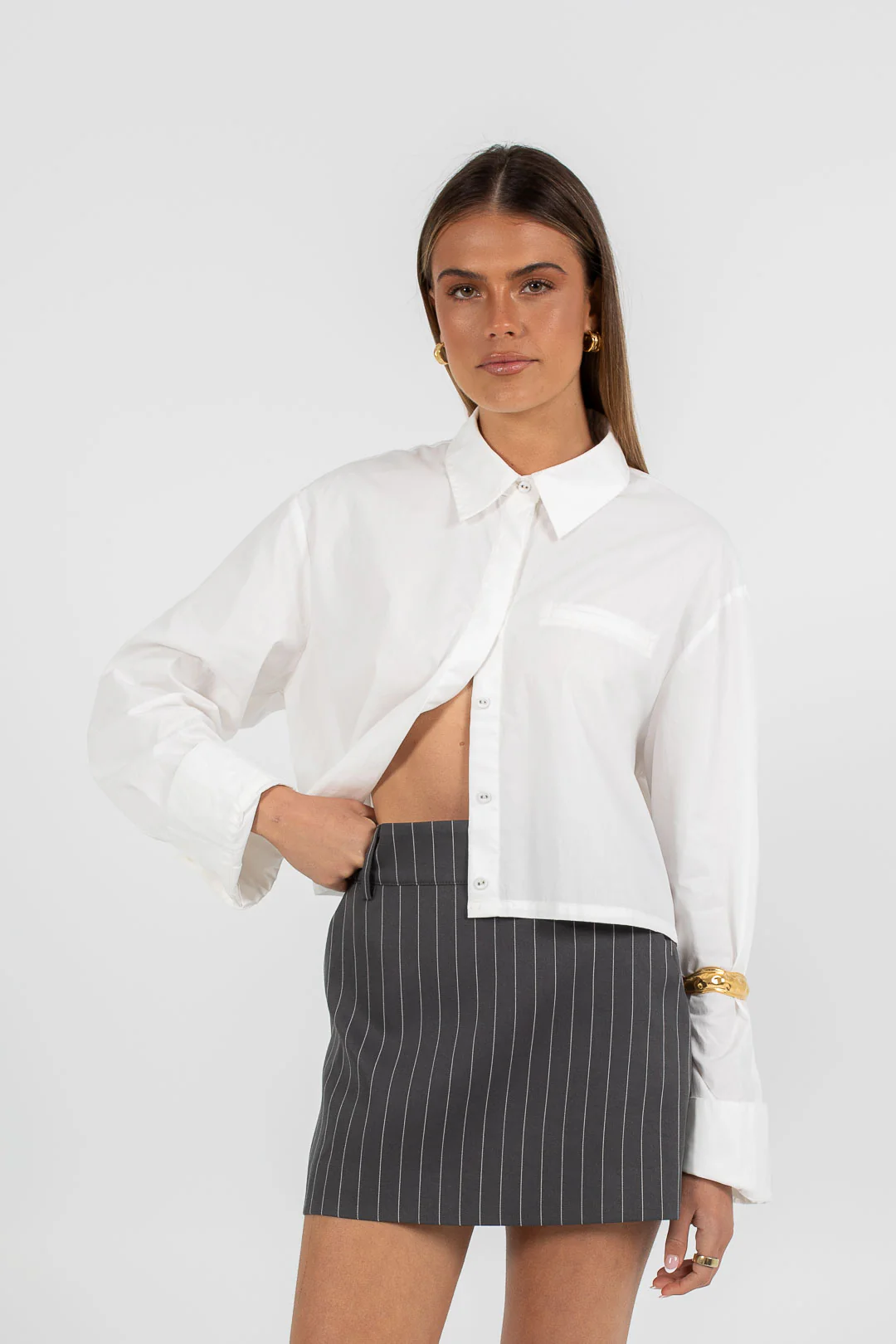 Jolie Mini Skirt Charcoal Pinstripe - Image 8