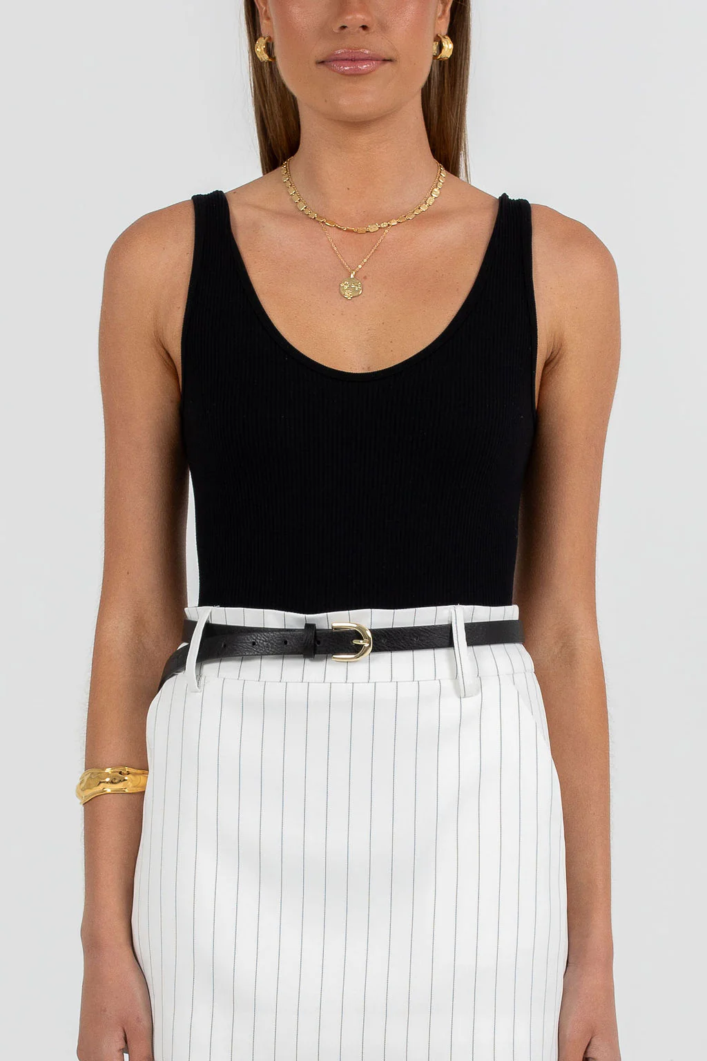 Jolie Mini Skirt White Pinstripe - Image 2