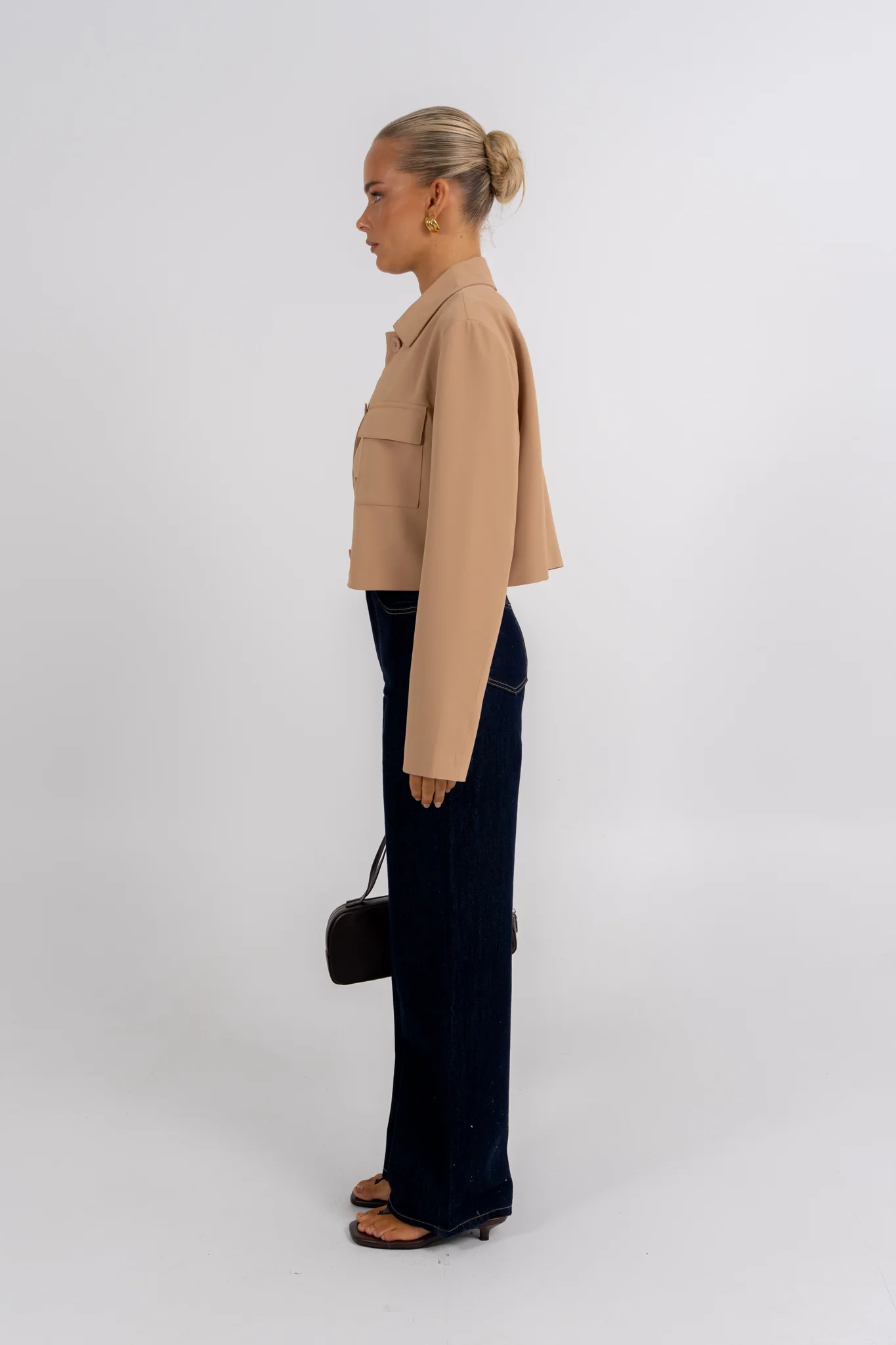 Jovie Cropped Shirt Beige - Image 10