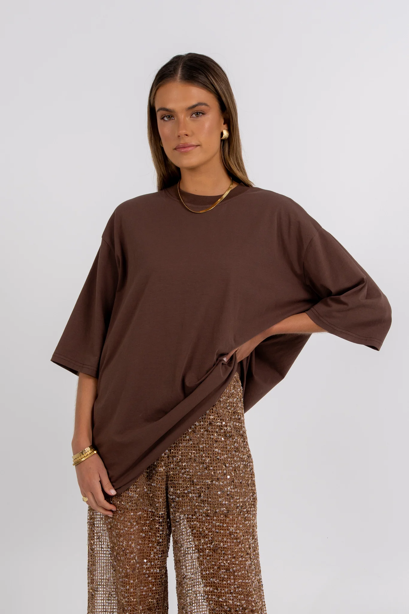 Juno Sequin Pant Mocha - Image 2