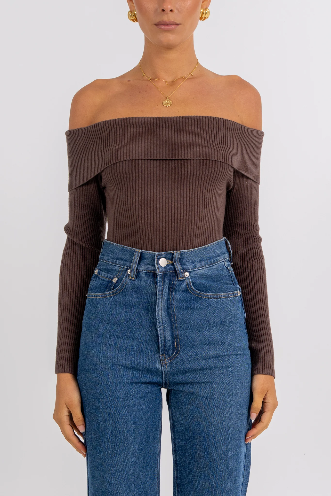 Kahlea Off-the-Shoulder Bodysuit Chocolate - Image 3