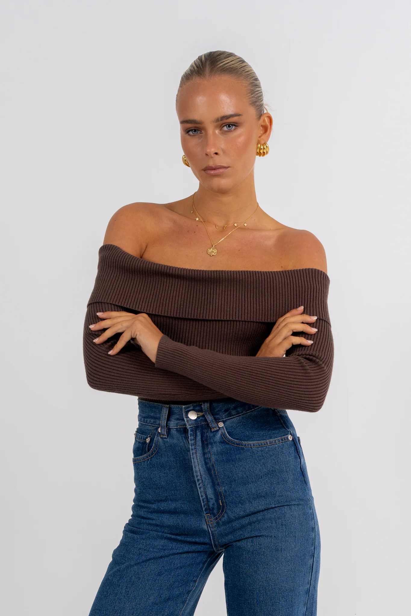 Kahlea Off-the-Shoulder Bodysuit Chocolate - Image 7