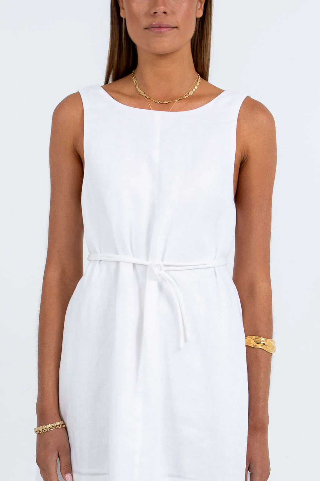 Lari Mini Linen Dress White - Image 5