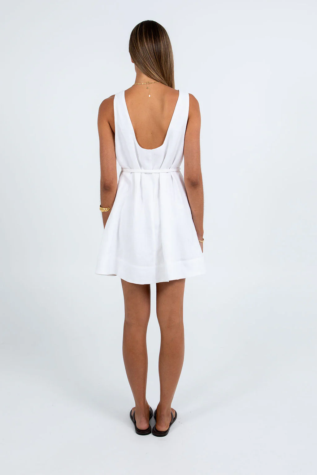 Lari Mini Linen Dress White - Image 6