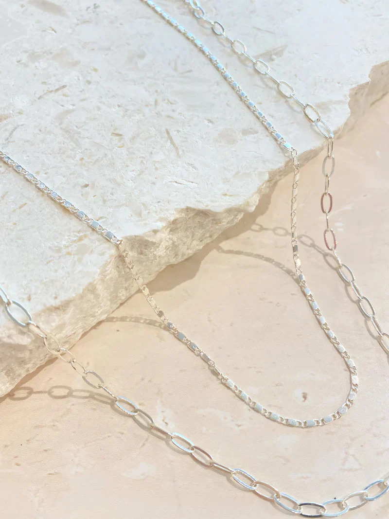 Luna Layered Necklace Silver