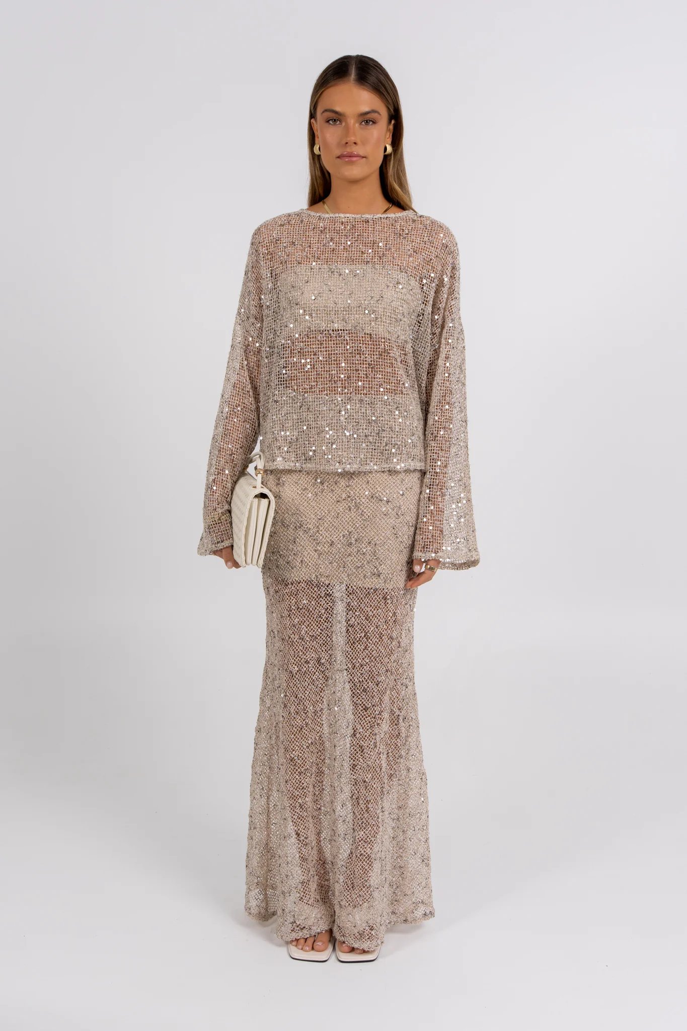 Mae Sequin Top Beige - Image 2
