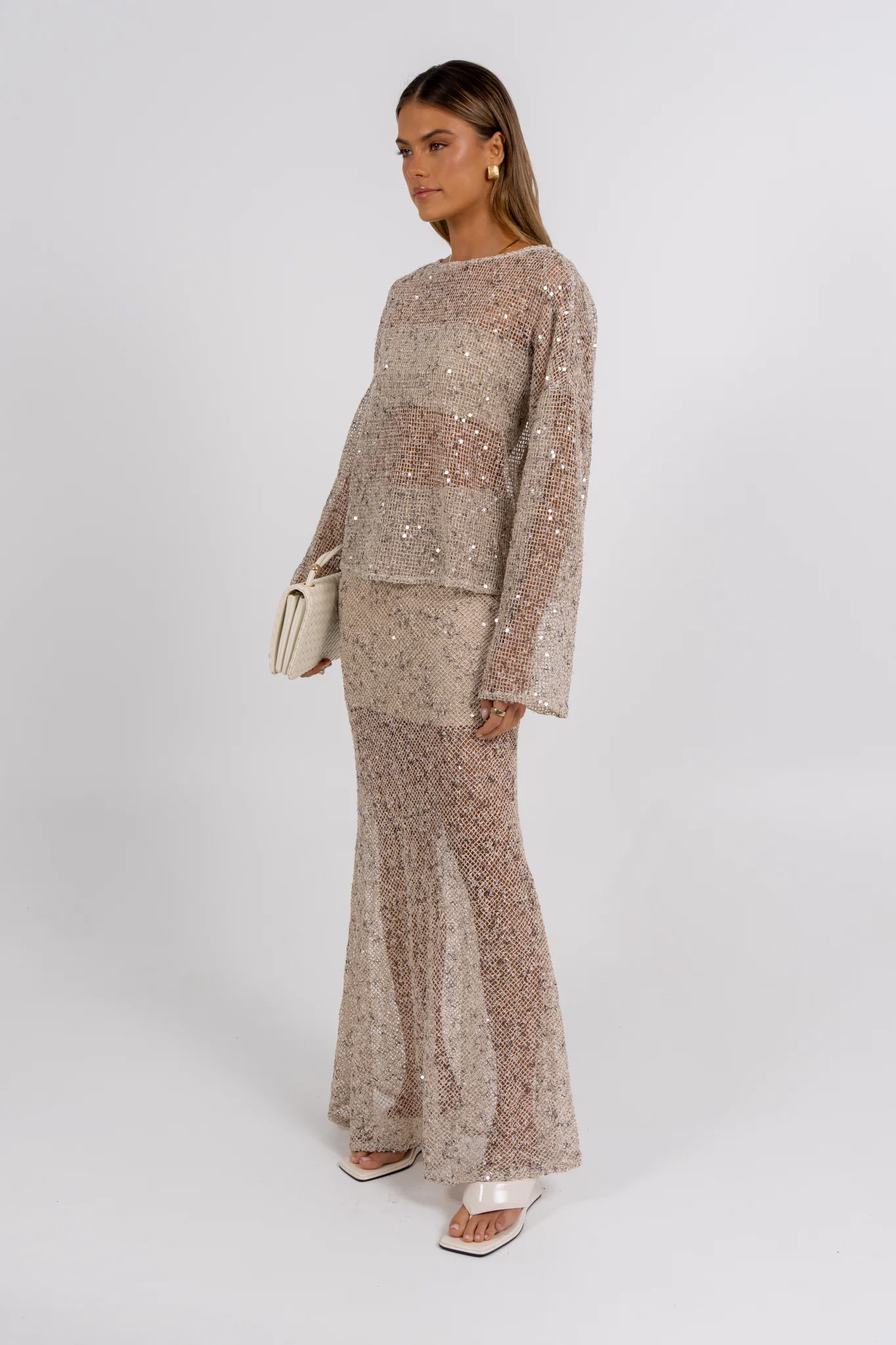 Mae Sequin Top Beige - Image 8