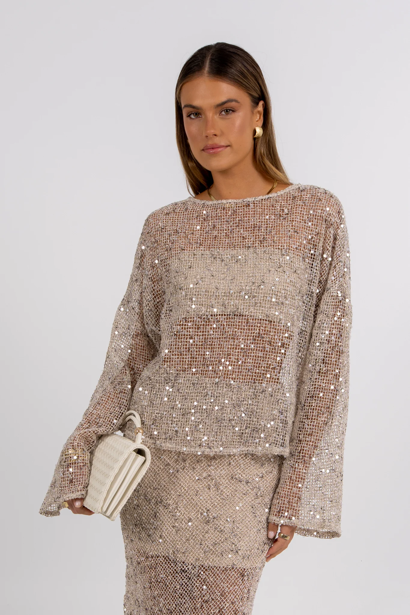 Mae Sequin Top Beige - Image 9